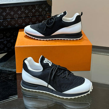 LV Sneakers In White Mix Black Calfskin And Fabric Breathable