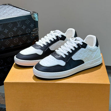 LV Sneaker White Mix Black Embossed Calfskin