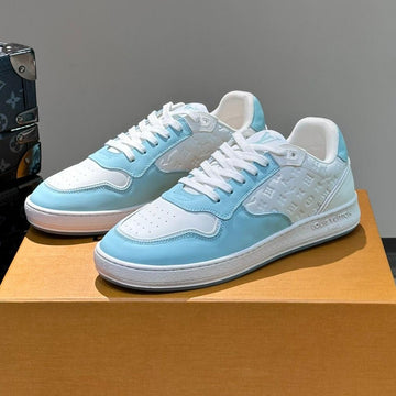 LV Sneaker White Mix Baby Blue Embossed Calfskin