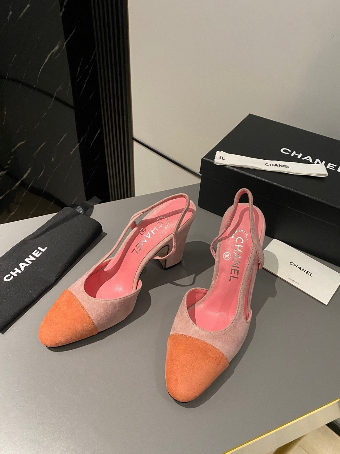 CC Slingback 95MM Pink Orange Suede