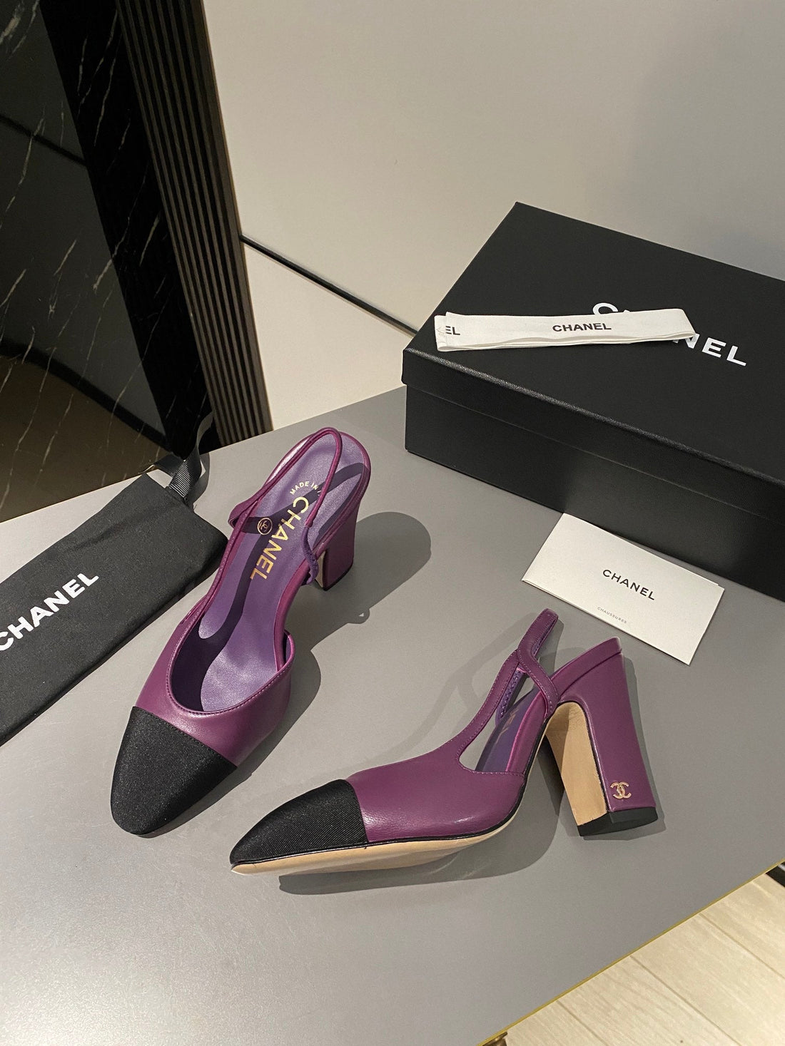 CC Slingback 95MM Purple Lambskin