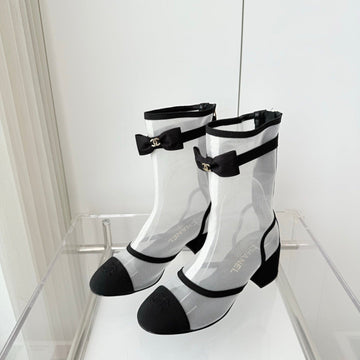 CC 25 Short Boot Black White Mesh Fabric 411470