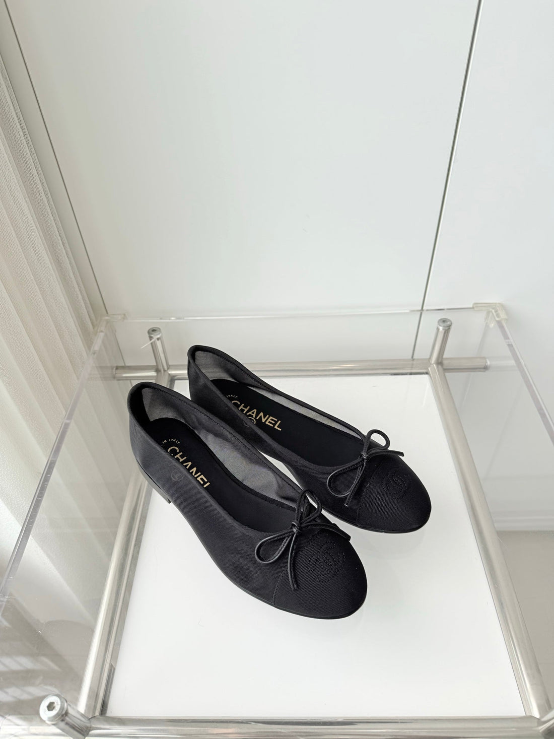 Chanel 2026 Ballet Flat Black Mesh Canvas 697398