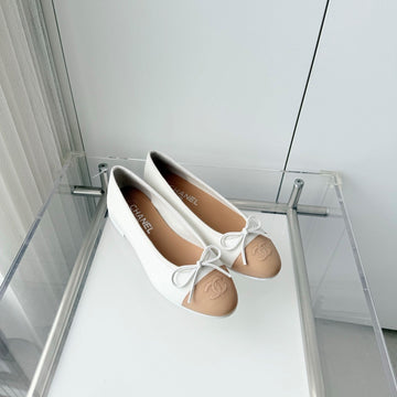 Chanel 2026 Ballet Flat Beige White Lambskin 697405