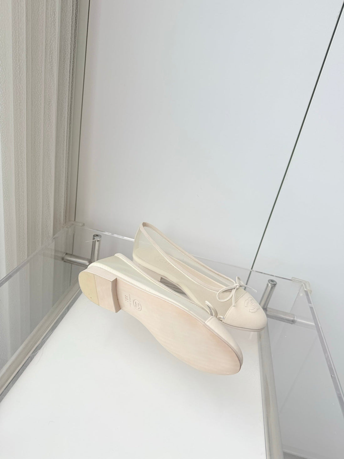 Chanel 2026 Ballet Flat White Mesh Lambskin 697411