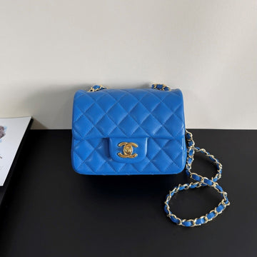 CC Flap Bag 17CM Cobalt Blue Sheepskin Ghw 284816