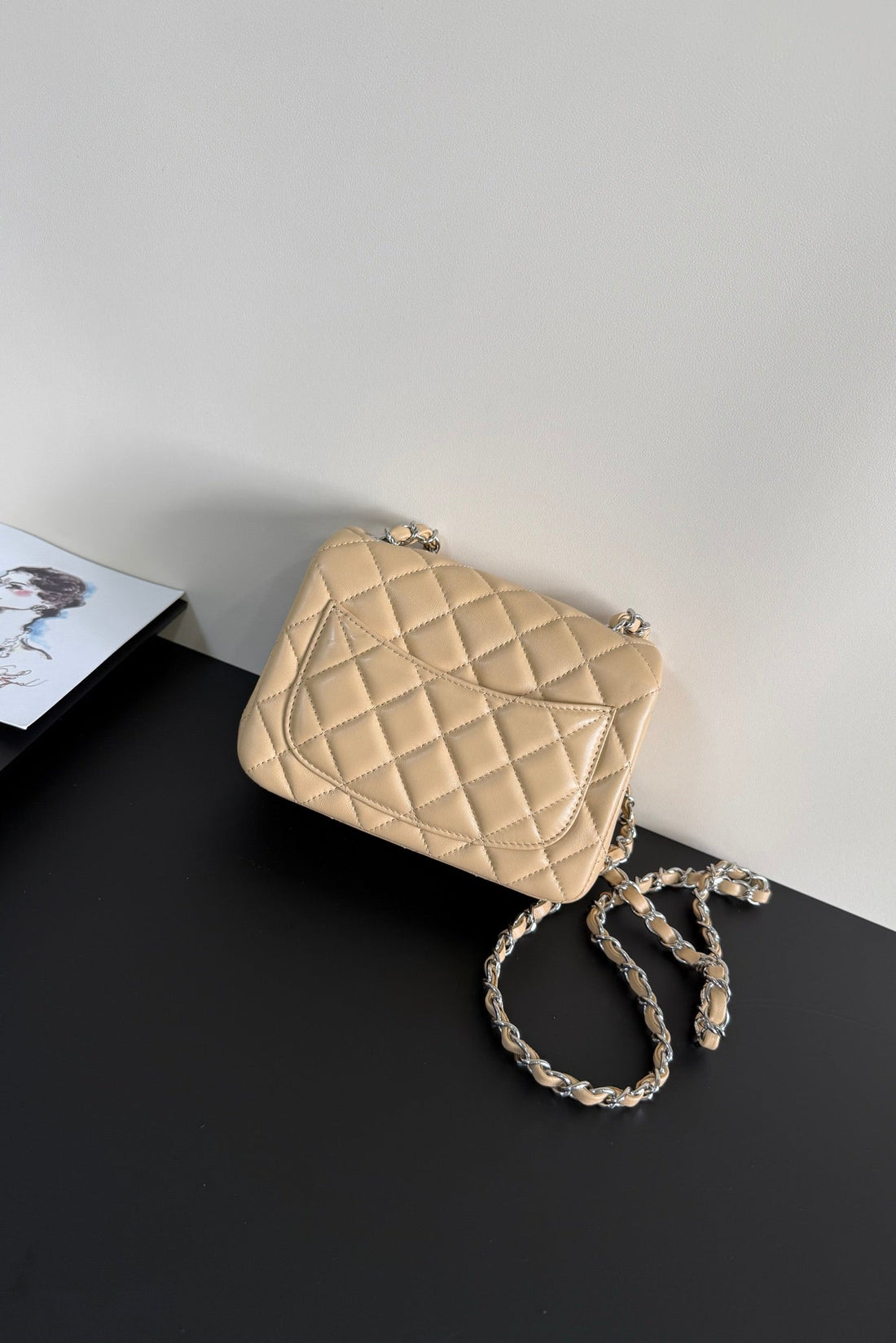 CC Flap Bag 17CM Beige Sheepskin Shw 284830