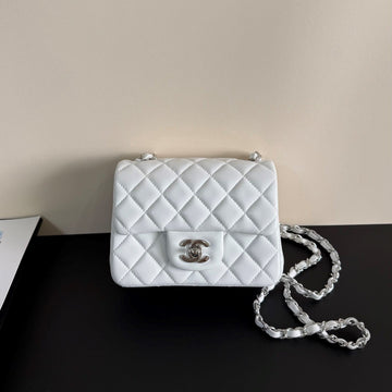 CC Flap Bag 17CM White Sheepskin Shw 284833