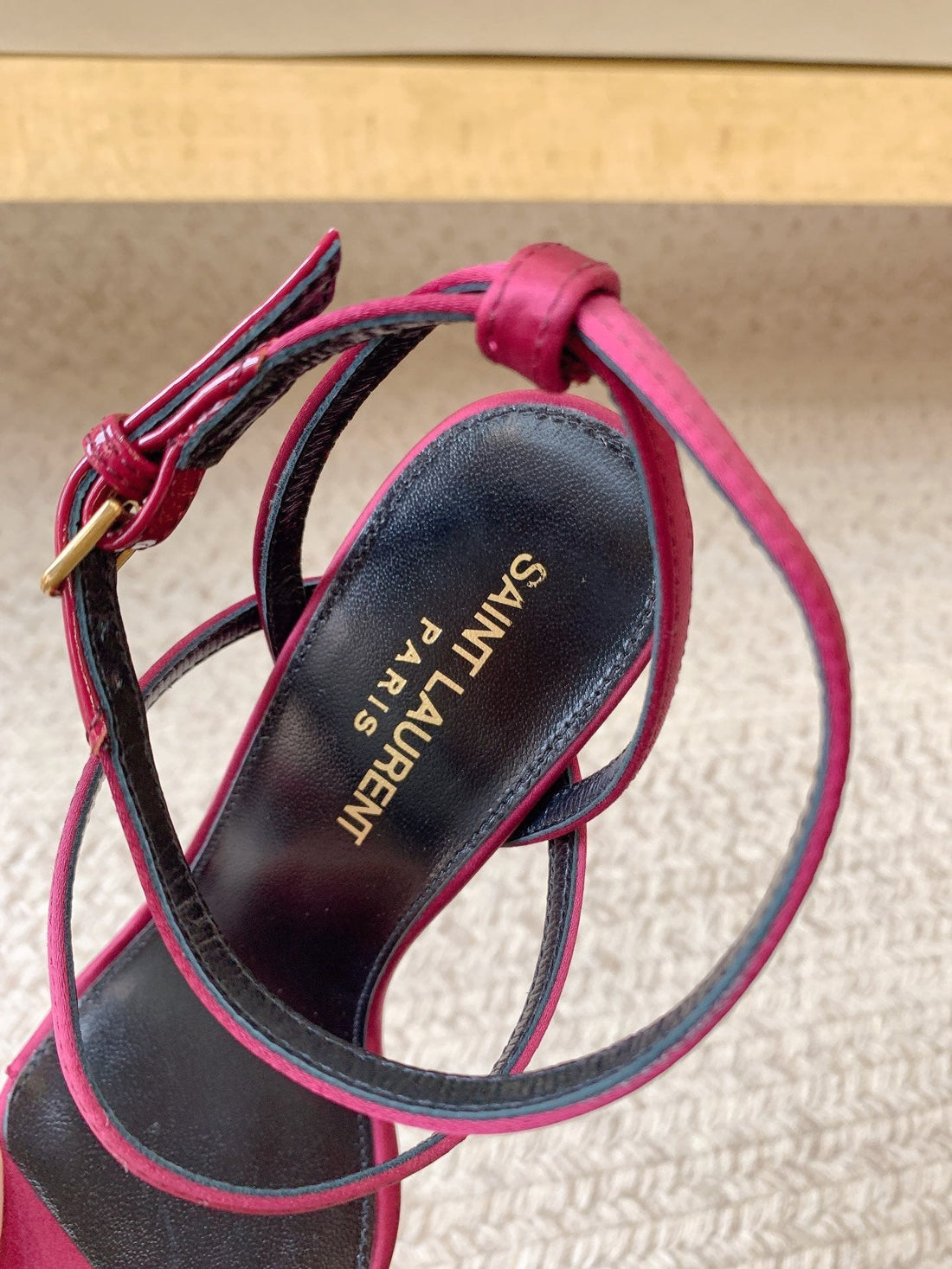 High Flip Flops Sandal With Strap In Hot Pink Silk