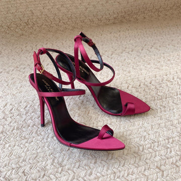 High Flip Flops Sandal With Strap In Hot Pink Silk