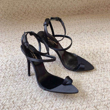 High Flip Flops Sandal With Strap In Black Silk