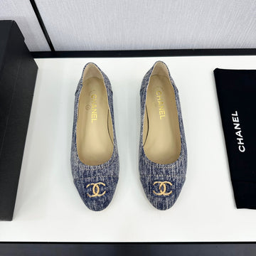 CC Ballet Flat Blue With White Stripe Denim 166816