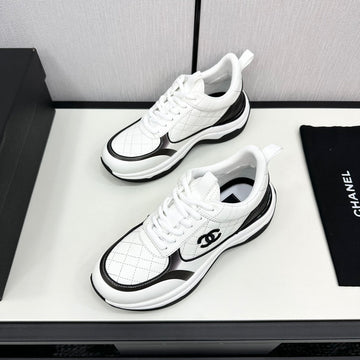 CC Sneaker In White Mix Black Embroidered Lambskin