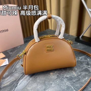 Half - Moon Bag 23 In Caramel Brown Calfskin