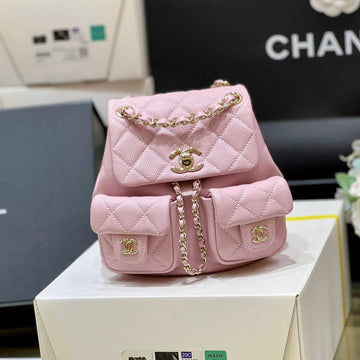 24A Duma Backpack Pink Caviar Leather Light Gold Hardware