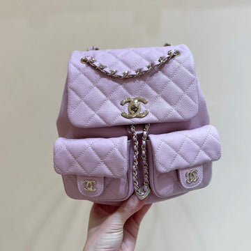 24A Duma Backpack Purple Caviar Leather Light Gold Hardware