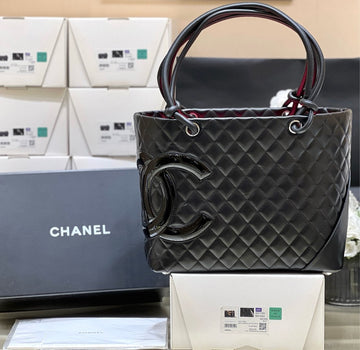 CC 25S Cambon Ligne Tote Bag 30CM In Black Calfskin