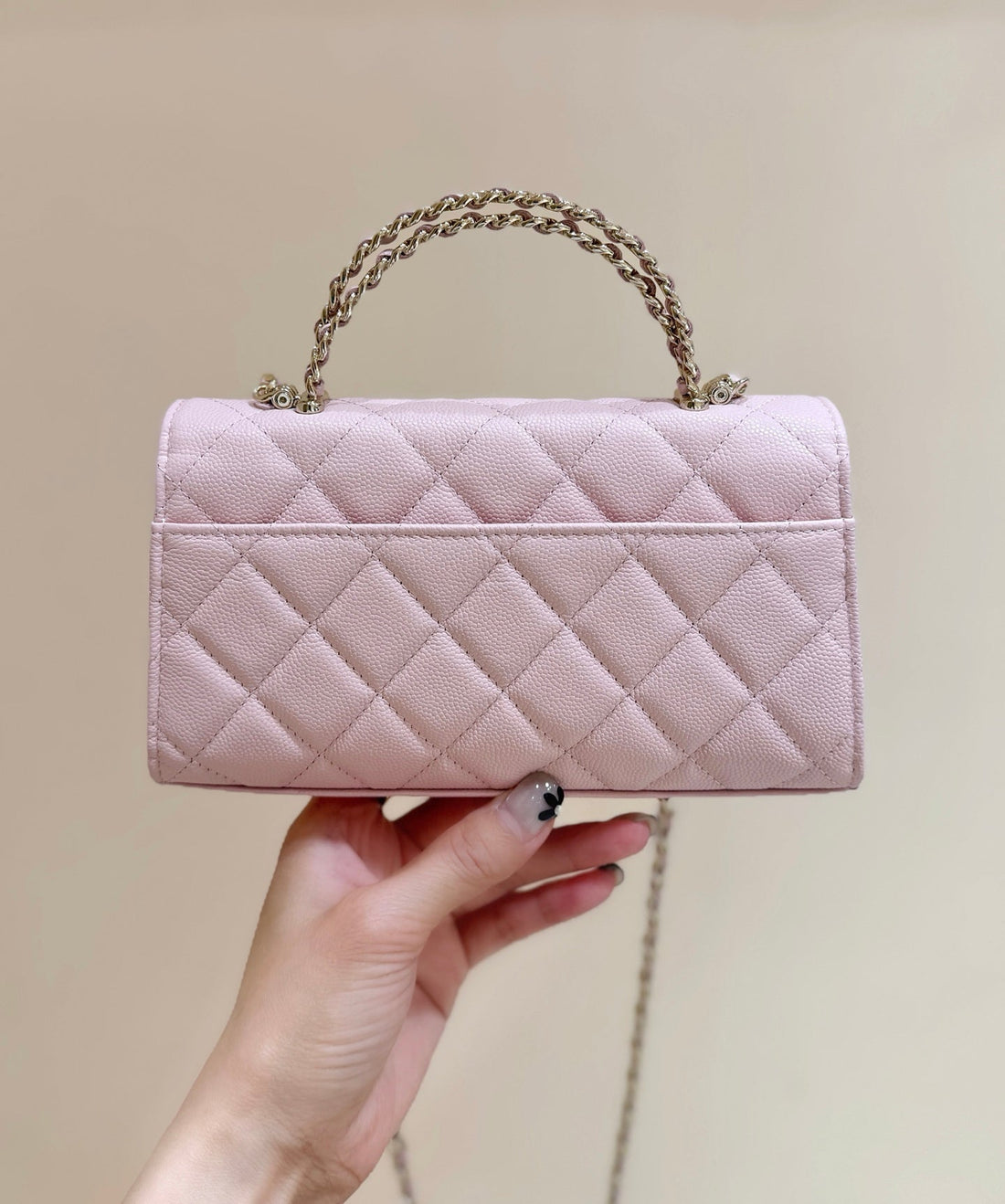 CC 25S Kelly Handle Bag Light Pink Caviar Leather