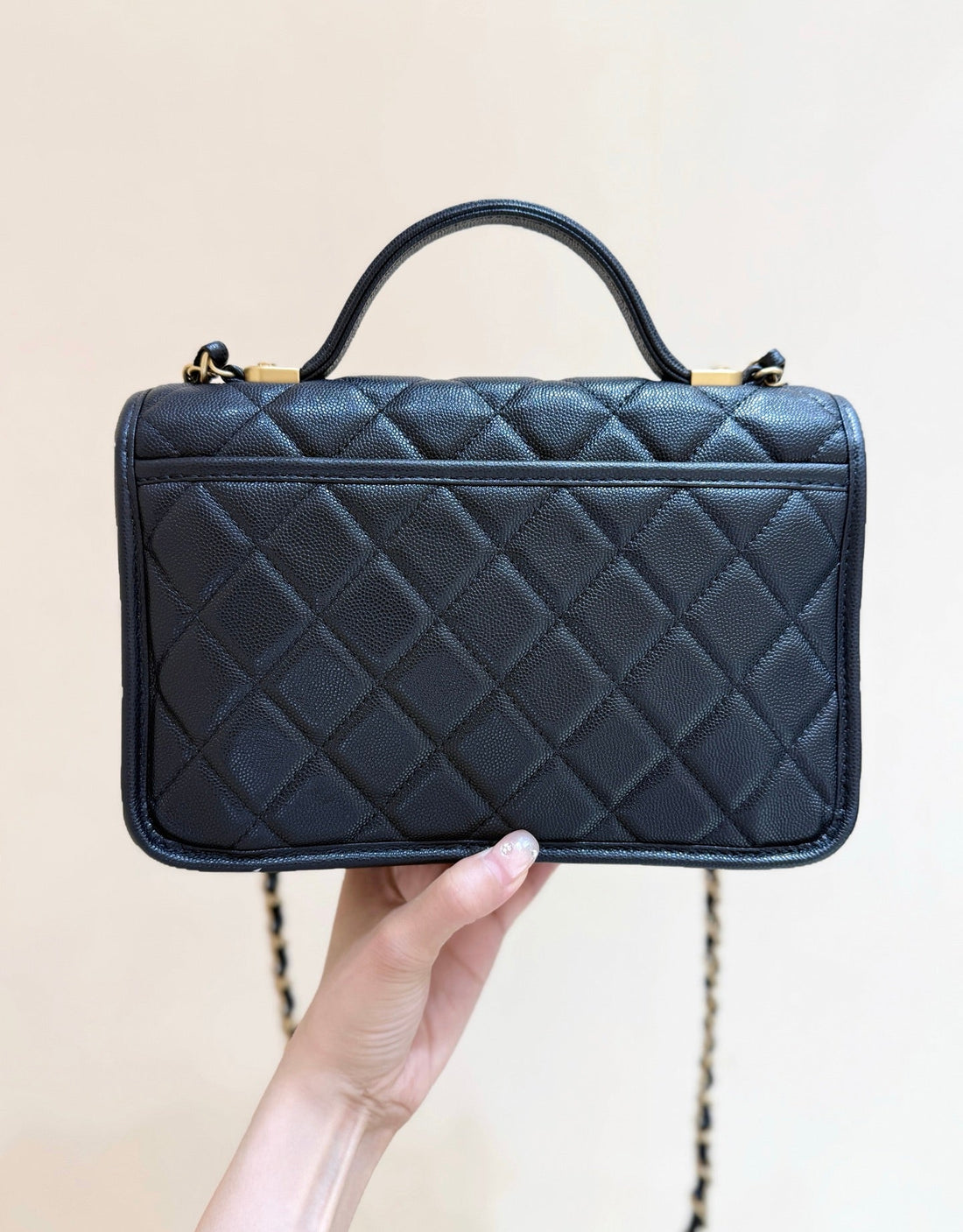 Chanel 2025 Four-Leaf Clover Bag 25CM Black Gold Caviar Leather 342125