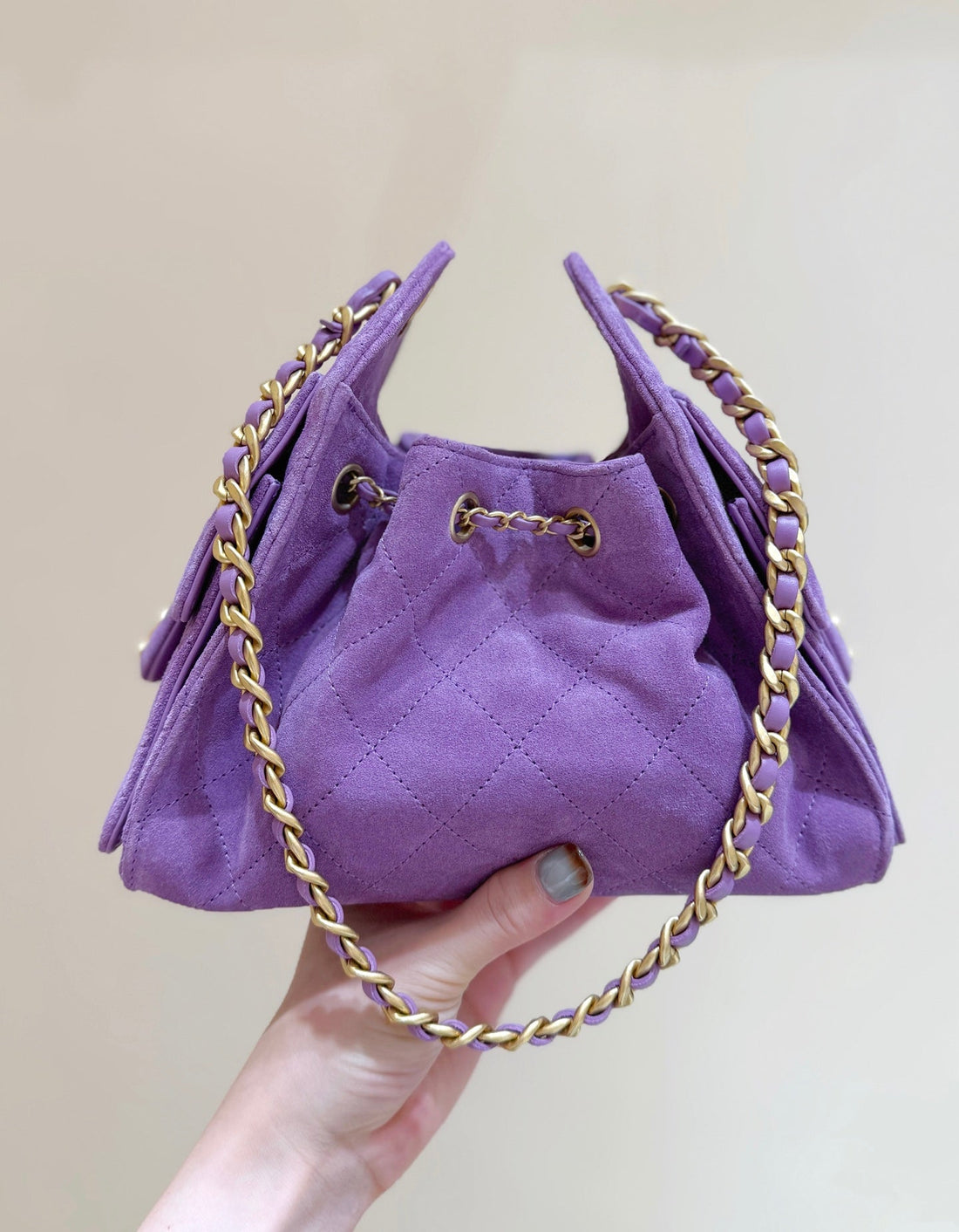 CC 2025 Hobo Bag 22CM Purple Suede 346375