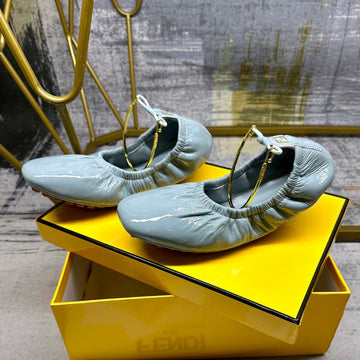 Fendi Filo Ballet In Saphire Blue Lambskin With Gold Hardware