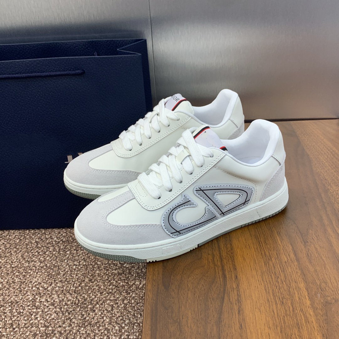 CD Homme White Calfskin Grey Suede