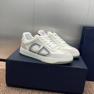 CD Homme White Calfskin Grey Suede