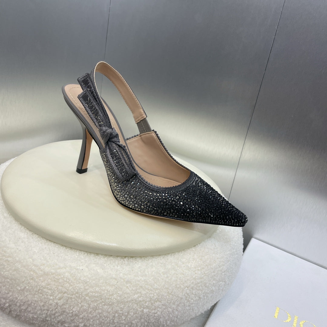 CD Slingback Pump 95 Opaque Black Calfskin Resin Pearl