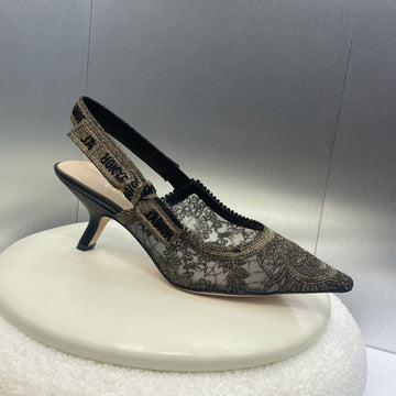 CD Slingback Pump 65 Transparent Mesh Embroidered Black Sun Motif