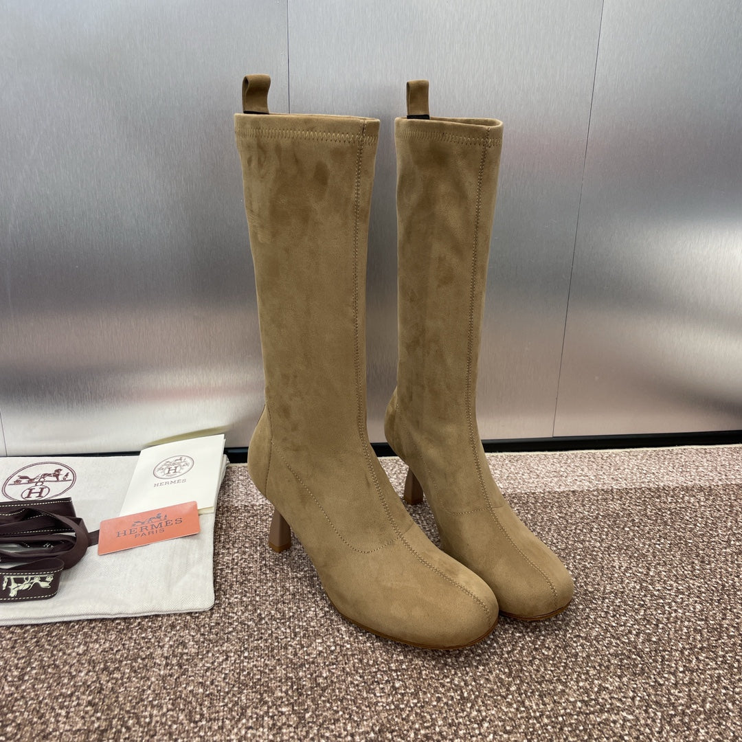 Hm High Boots 75MM In Dark Beige Suede 975152