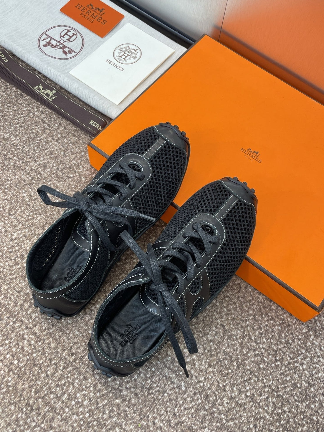 Hm 25C Kiga Sneaker Black Crochet Knit With Calfskin 208290