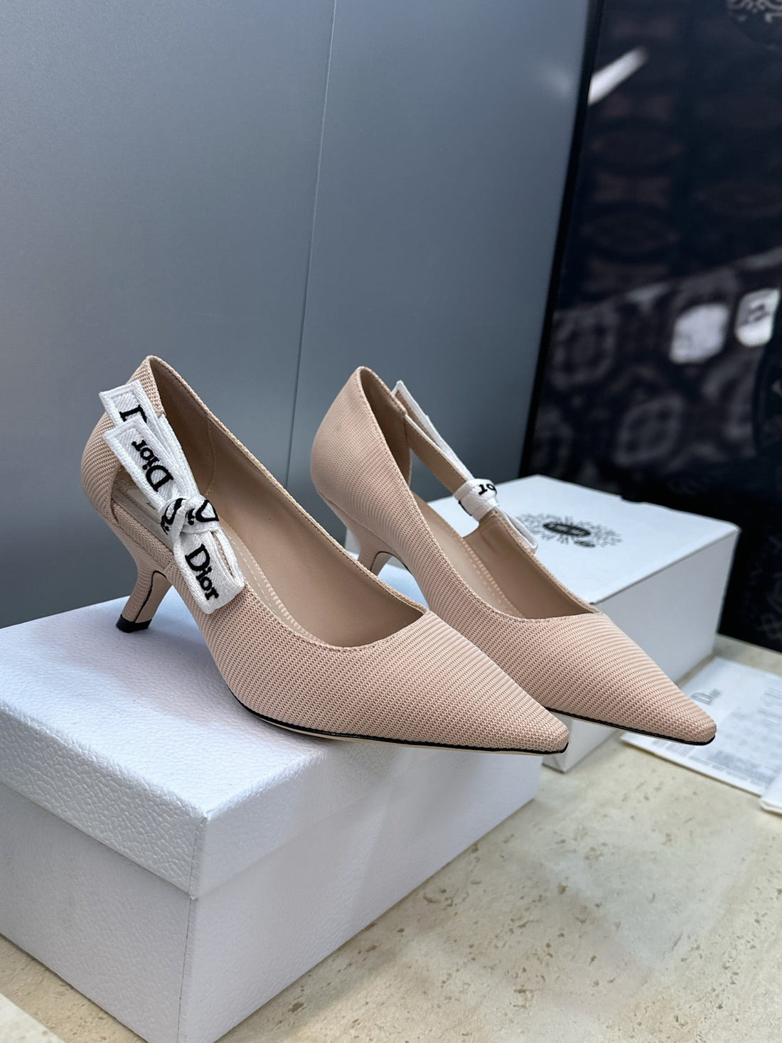 CD J'adior Pump 9.5cm Beige Technical Fabric 633063