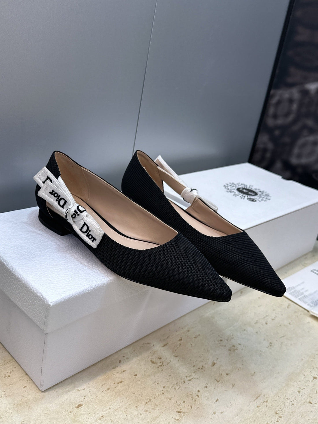 CD J'adior Ballet Flat Black Technical Fabric 633064
