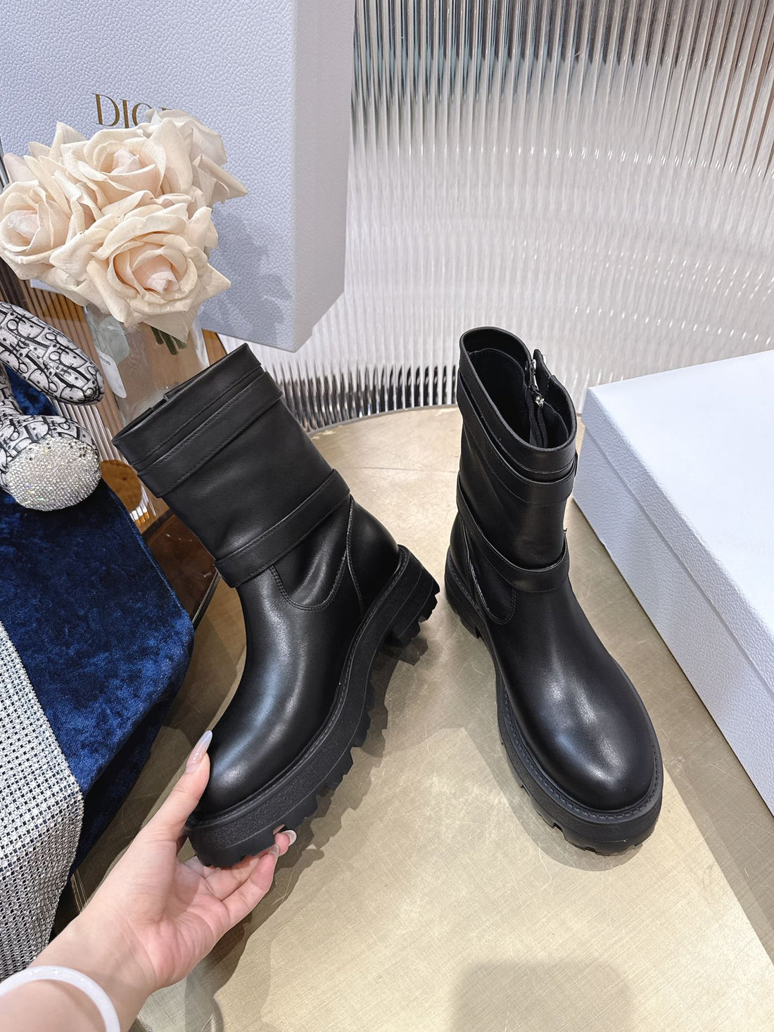 CD 25 Short Boots Black Calfskin 438778