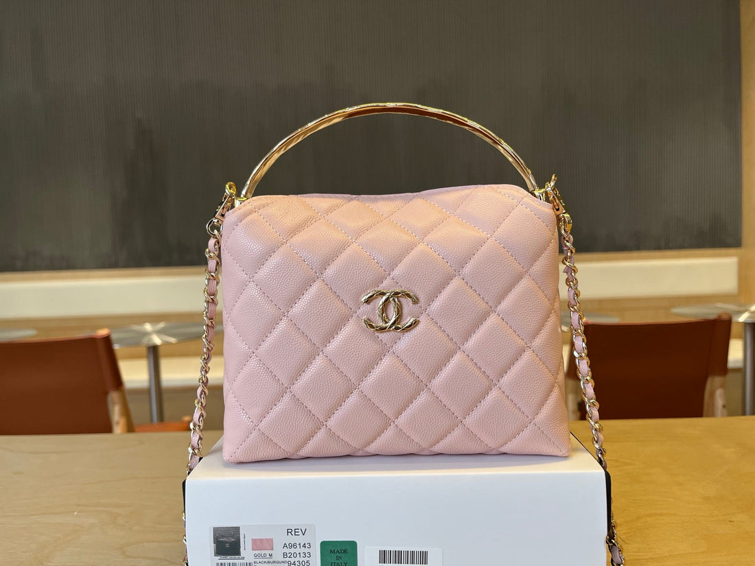 CC Handle Vintage Bag 19CM Pink Caviar 277777 Ghw