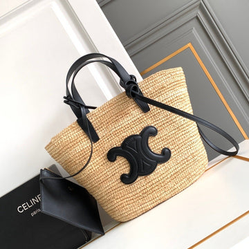 Teen Supple Classic Panier 21CM Raffia Black Calfskin