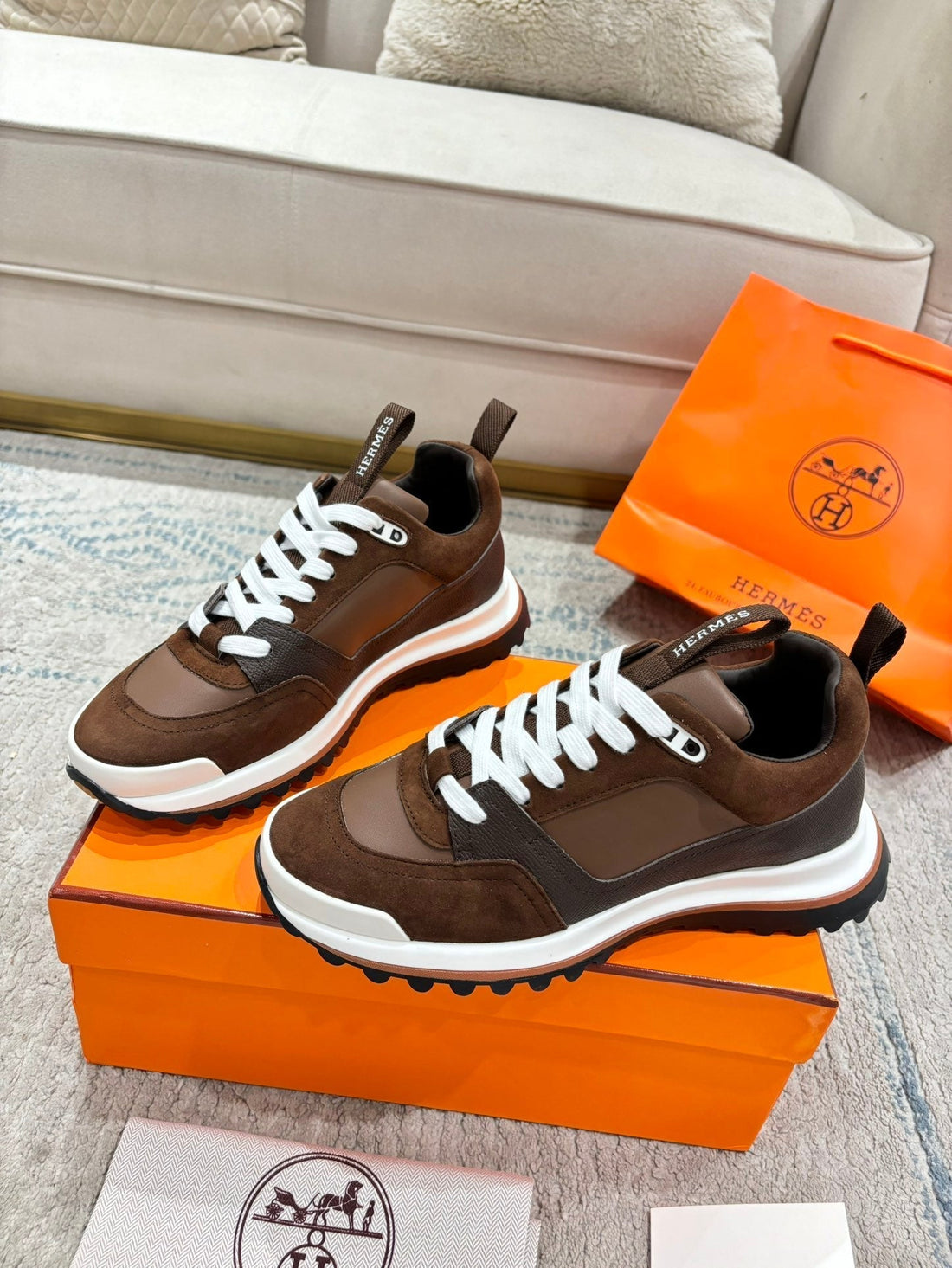 Hm Jet Sneaker Brown & Coffee Brown Suede Calfskin 581328