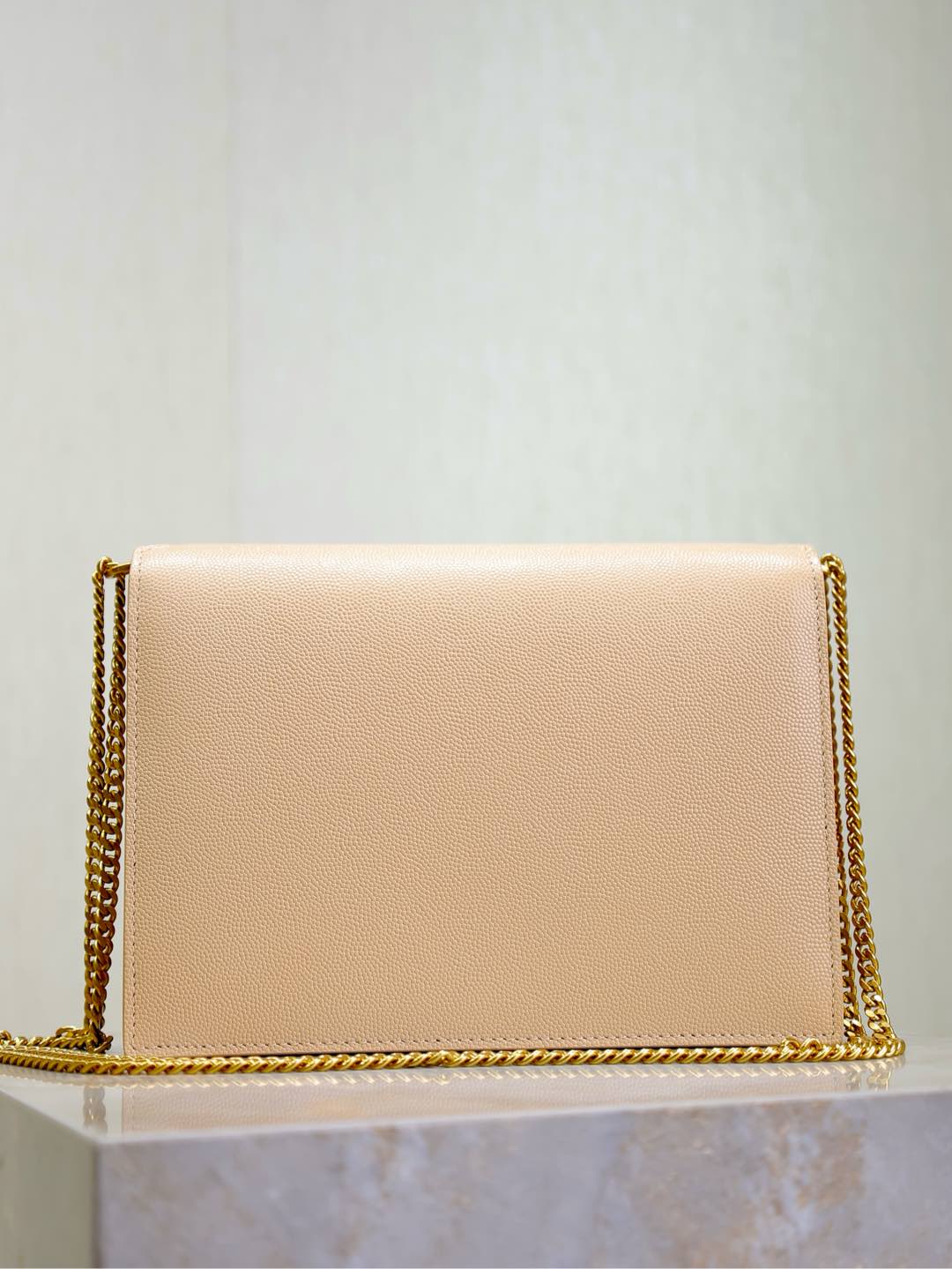 Cassandra Chain Bag 22 In Apricot Caviar Pattern Calfskin Gold Hardware