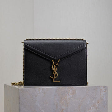 Cassandra Chain Bag 22 In Black Caviar Pattern Calfskin Gold Hardware