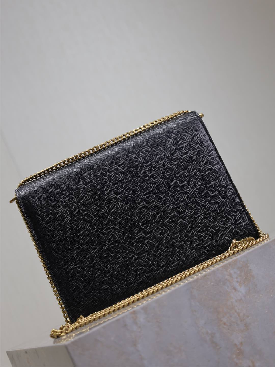 Cassandra Chain Bag 22 In Black Caviar Pattern Calfskin Gold Hardware