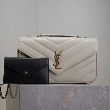 Loulou Small 24 In White Sheepskin Gold Hardware