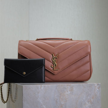 Loulou Medium 29 In Salmon Pink Sheepskin Gold Hardware