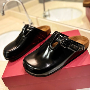 Vl Fussfriend Black Patent Calfskin Leather Sabot