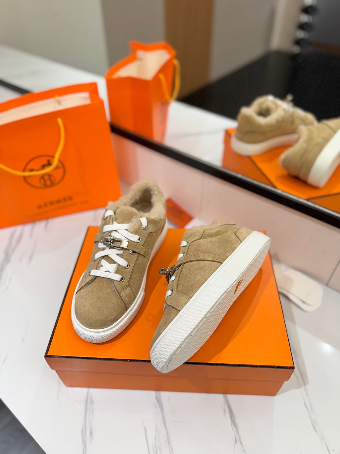 Hm Day Sneaker Light Brown With Wool Lining Suede 983048