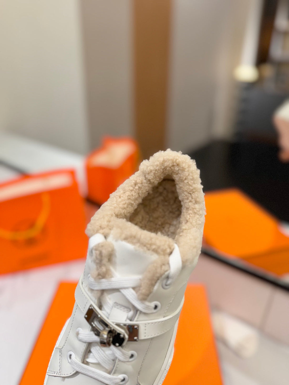Hm Day Sneaker White With Wool Lining Cowhide 983056
