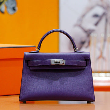HM Mini Kelly 19CM Purple Epsom Gold Hardware