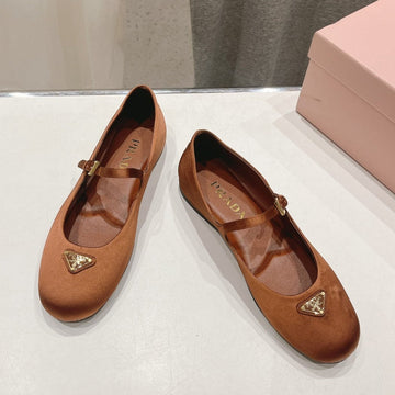 Pra Satin Ballerinas Brown
