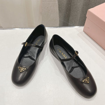 Pra Nappa Leather Ballerinas Black