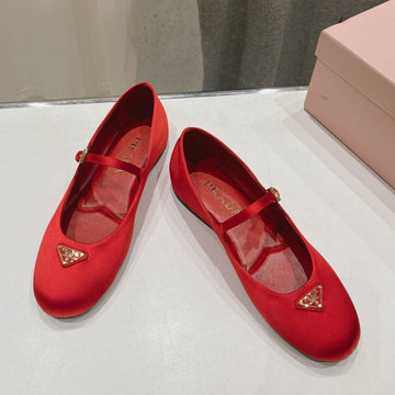 Pra Satin Ballerinas Crimson