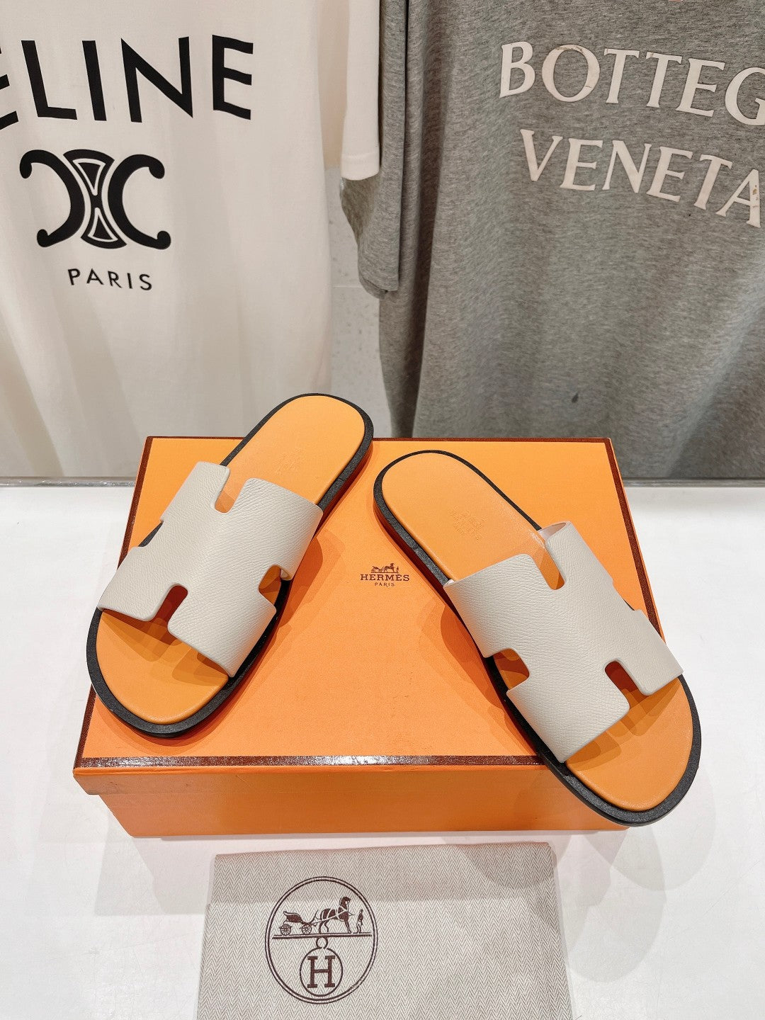 Izmir Sandal Cream White Mix Light Orange Lambskin